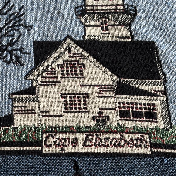 Vintage Goodwin Weavers Lighthouse Themed Fringed Throw - Picture 6 of 15